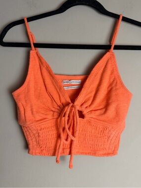 Urban Outfitters Orange Tie-Front Cropped Tank Top